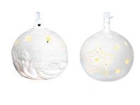 Porcelánová závěsná ozdoba koule LED /žluté světlo